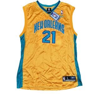 Reebok #21 Jamaal Magloire New Orleans Hornets NBA Vintage Yellow Jersey Large